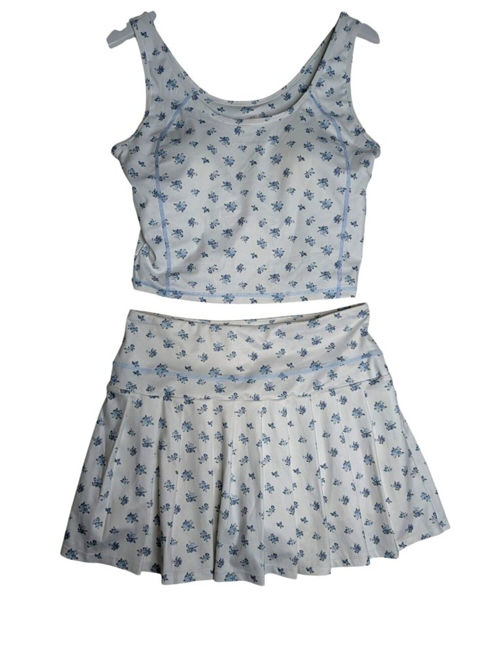 Young & Chic Crop Tank Top & Skirt Set XL Blue & White Tennis Pickleball - Picture 15 of 16